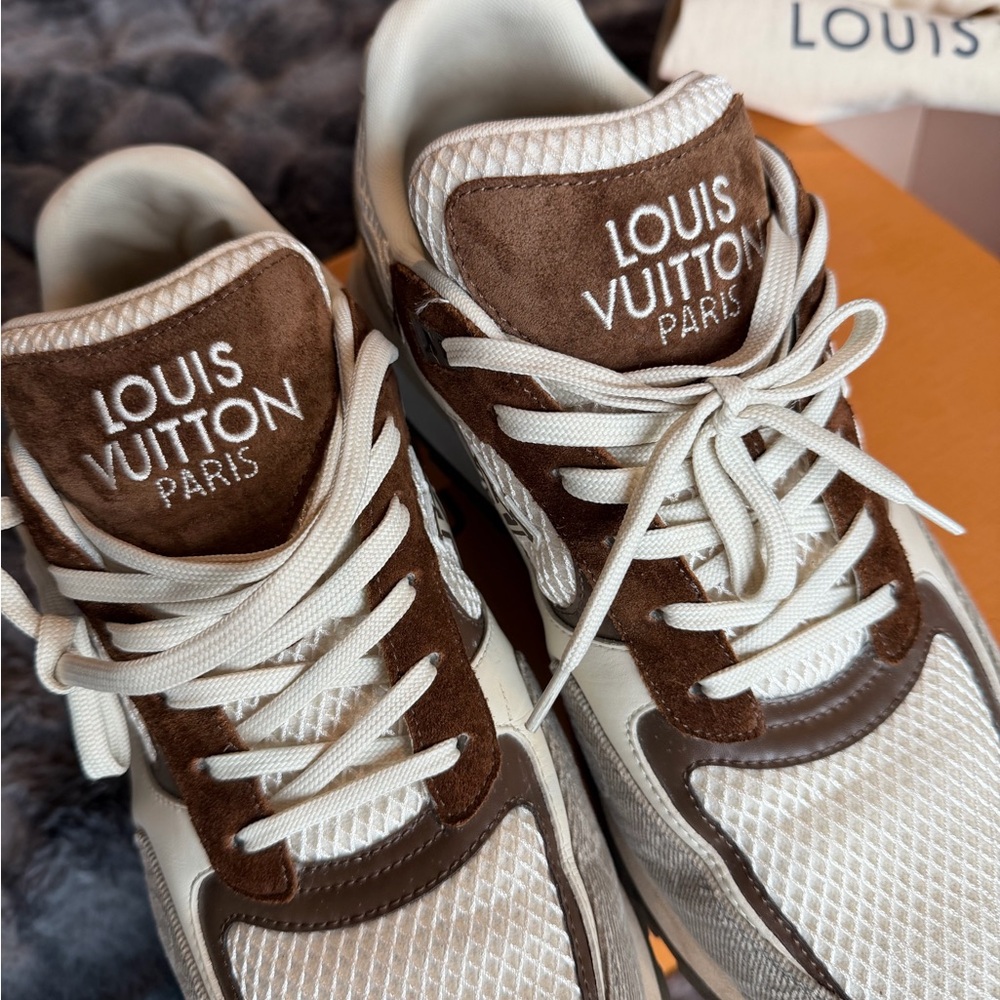 Louis Vuitton Men's Beige and Chocolate Sneakers